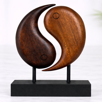 Vanya Ying & Yang Handmade Wooden Sculpture – Solid Acacia Wood Modern Decor – Elegant Christmas Decor, Mother’s Day Gifts & Gift for Mom