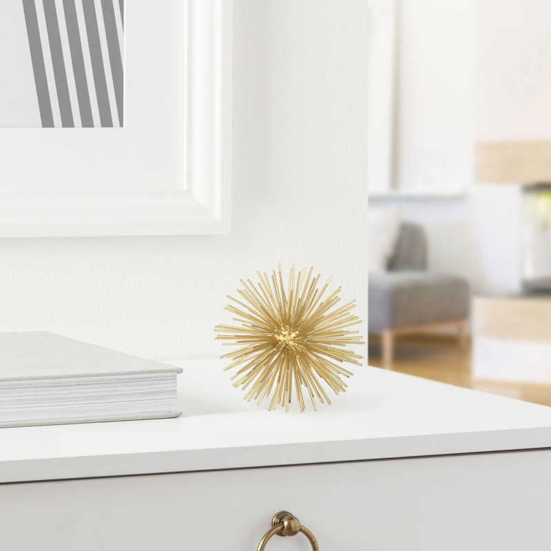 Nova 4" Gold Sputnik Starburst Tabletop Sculpture, 4" H x 4" W x 4" D, Gold