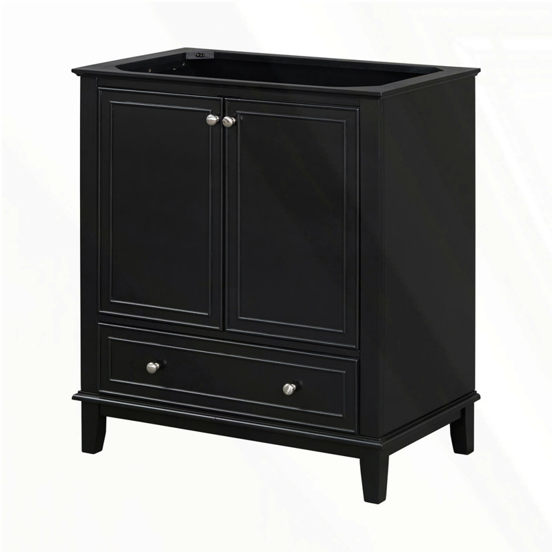 Meuble-lavabo 30 po sans lavabo, Noir, Argent argent