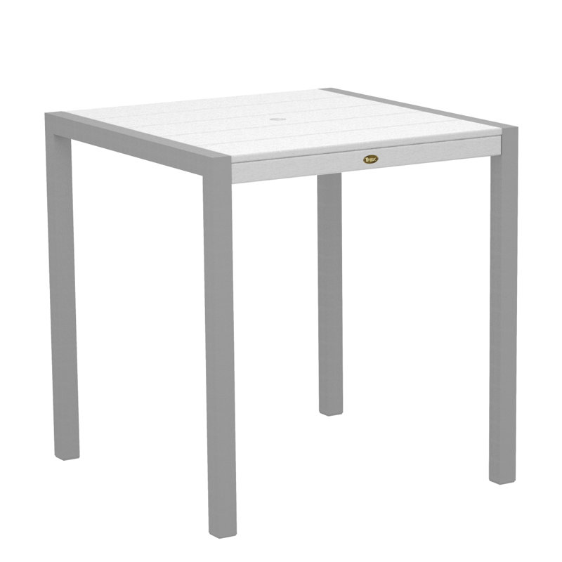 TREX Outdoors Surf City Counter Table, 36" x 36", Textured Silver/Classic White