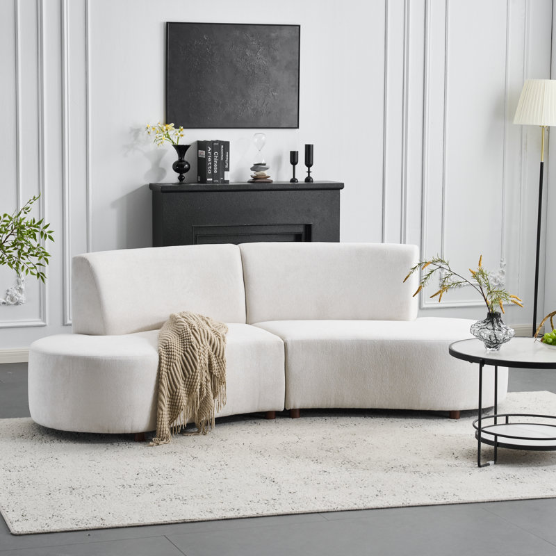 Cirrus Mid-century Modern Chenille Curved Sectional Sofa with Sculpted Cloud Silhouette, 91'' W x 42.5'' D x 30.7'' H