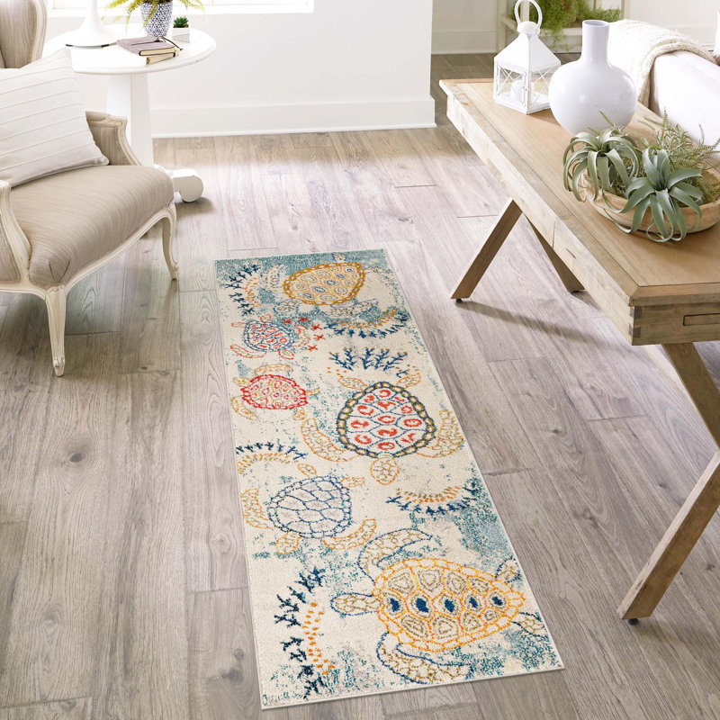 Tapis beige à motif animalier Vargas, Tapis de couloir 2 pi 2 po x 6 pi 9 po