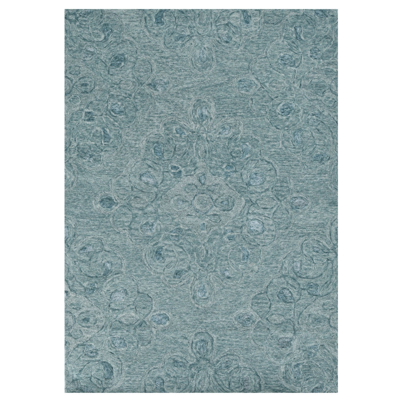 Tapis en laine touffeté à la main 5 pi x 7 pi Seafoam