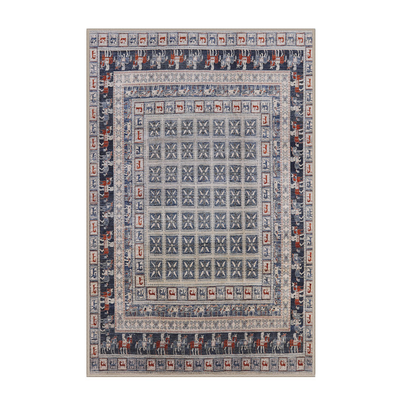 Tapis géométrique gris / bleu / brun, Rectangle 5 pi x 8 pi