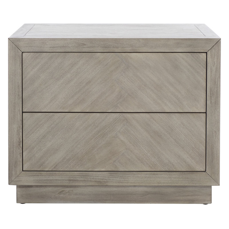 Light Grey Mahogany Wood 2-Drawer Nightstand, 30'' Wide