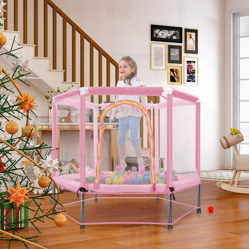Trampoline pour tout-petits avec filet de sécurité et balles, parfait pour le plaisir et l'exercice à l'intérieur et à l'extérieur