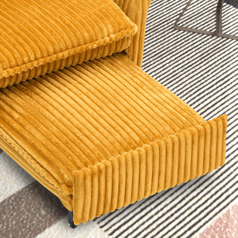 Upholstered Convertible Chair 3-in-1 Pull Out Sofa Bed, Yellow