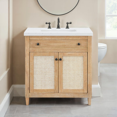 Meuble-lavabo à panneaux 31 po avec dessus en pierre reconstituée (7508VB37 + 7721VT31)