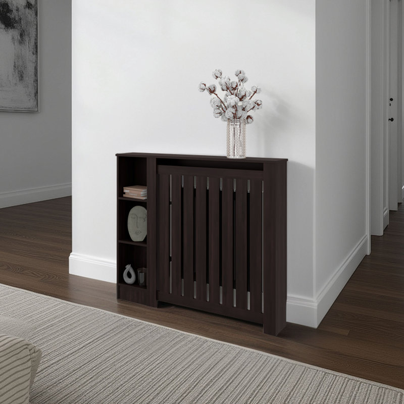 Armoire pour radiateur, 3 tablettes, wengé noir
