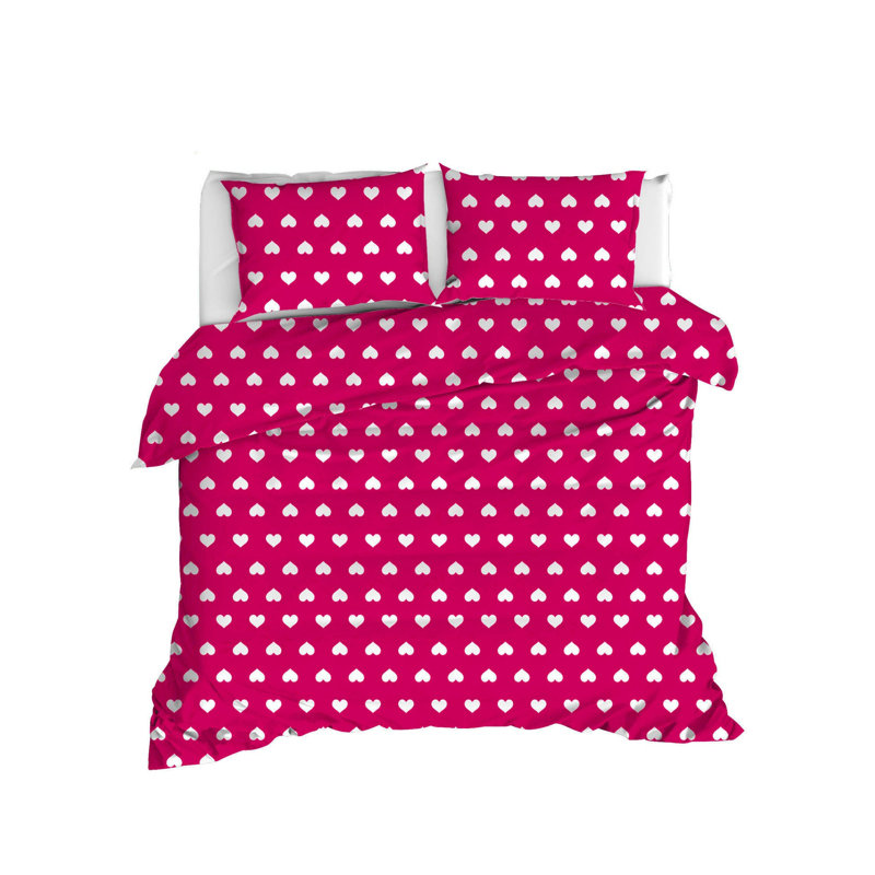 Cotton Geometric Shapes Duvet Cover, King Duvet Cover + 2 King Pillowcases, Pink