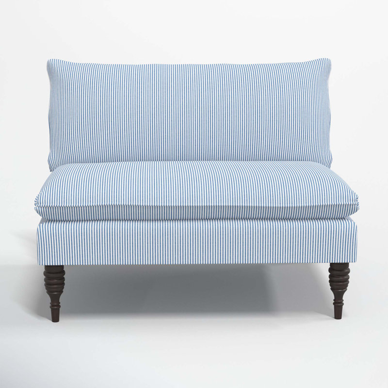 Causeuse rembourrée 47 po Cecelia, Bleu rayé BCBG