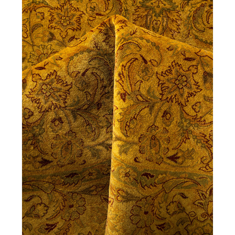 Overdyed Hand-Knotted Wool Modern-Contemporary Gold Area Rug 6' 3" x 6' 4"