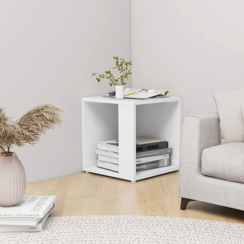 Bithiah Block End Table, White