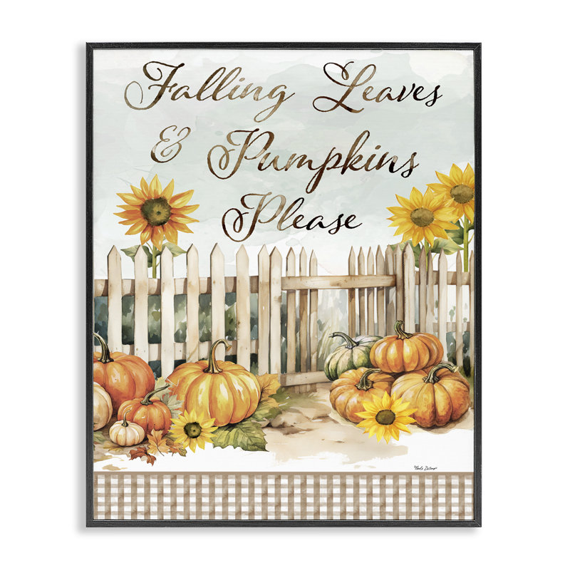 Pumpkins Please Sentiment Framed Giclee Art by Nicole DeCamp, Midnight Black Framed Giclee, 14" H x 11" W