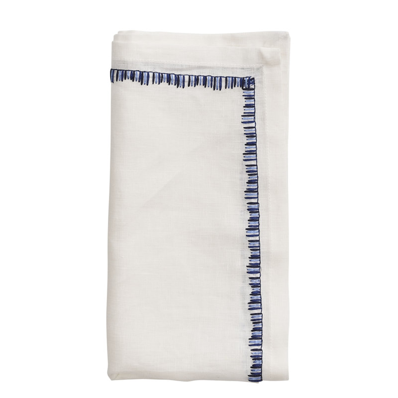 Filament 21" Linen Napkin, White/Navy