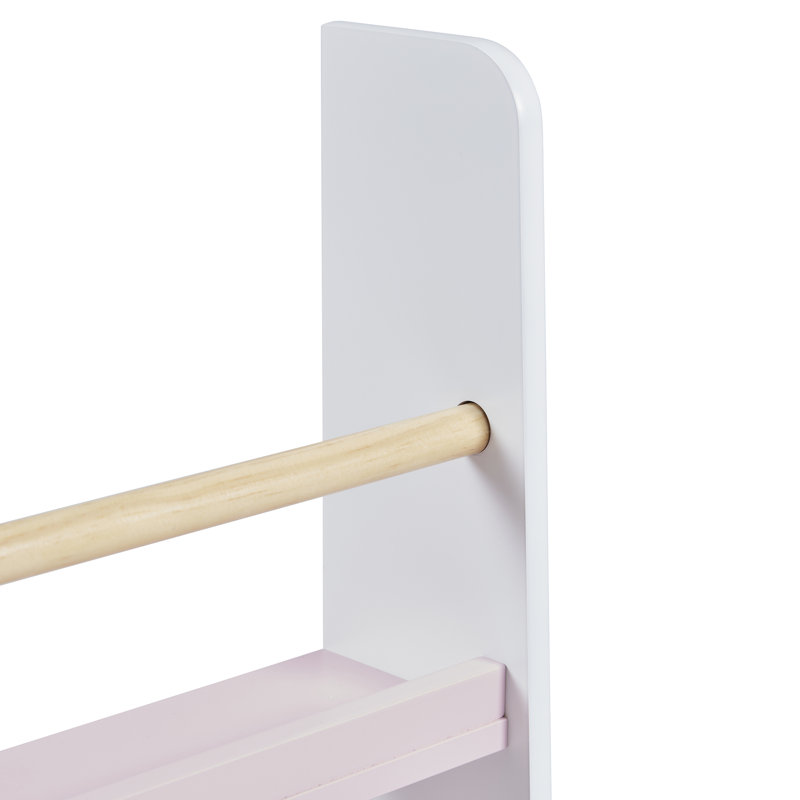 Kids Picture Book Wall Bookshelf, White/Pink