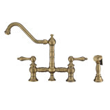 Hailey Vintage III Plus Bridge Faucet with Long Traditional Swivel Spout Lever Handles and Solid Side Spray