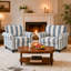 Fauteuil rembourré en coton mélangé avec accoudoirs roulés et garniture cloutée (ensemble de 2)-329001096