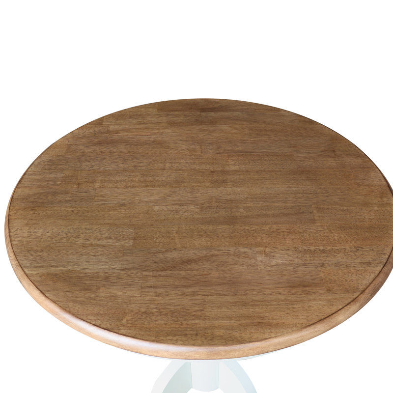 Table de salle à manger en bois massif, H 30 po x L 30 po x l 30 po, Noyer blanc / écorce