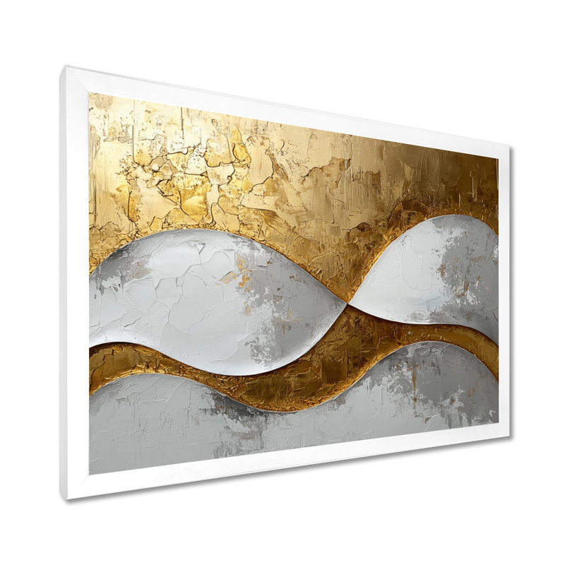 Amaro IV - Abstract Large Wall Art, Cadre simple, H 12 po x l 20 po, Blanc