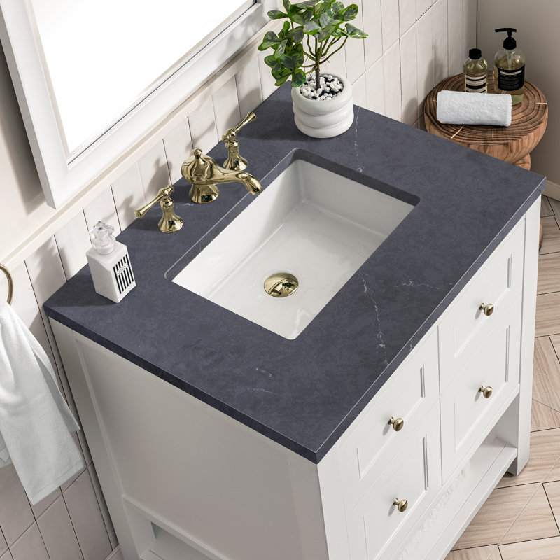 Breckenridge 30'' W Single Vanity, Charcoal Soapstone, Bright White, 8" Widespread