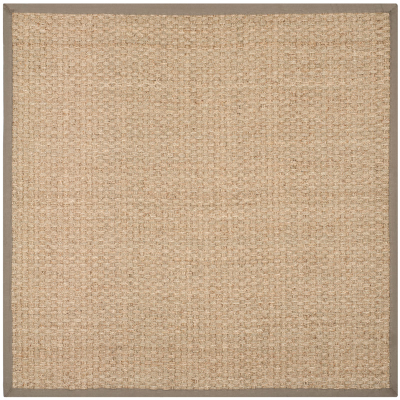 Auckland Bamboo Slat/Seagrass Natural/Gray Area Rug, Square 6'