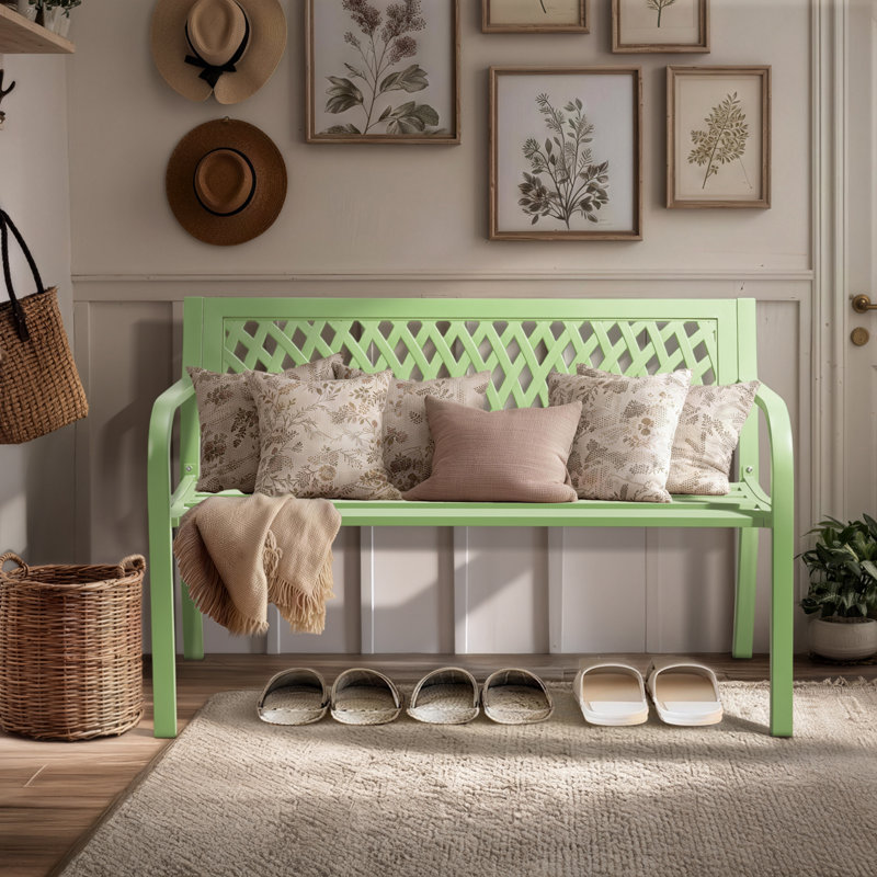 Banc d'extérieur en fer noir 47 po, Vert