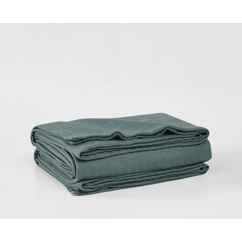 Couverture en coton Borghese Roma Luxe, Simple extra long, Vert orage