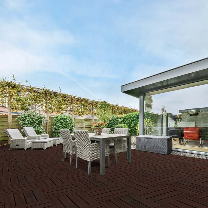 VG4 12'' L x 12'' W Solid Wood Interlocking Deck Tile in Red