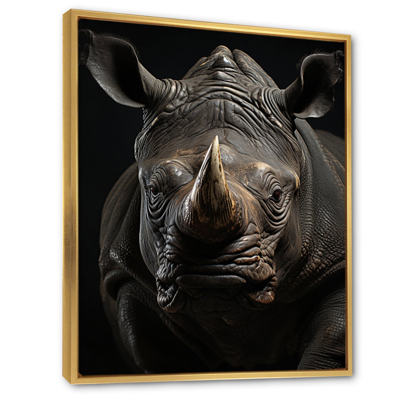 Rhinoceros Majestic Guardian sur toile, H 20 po x l 12 po x P 1 po, Cadre flottant doré
