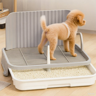 Grand plateau de pot pour chien, chicane inclus - utilisation intérieure et extérieure, idéal pour les petits et moyens chiens (20 po x 15 po)