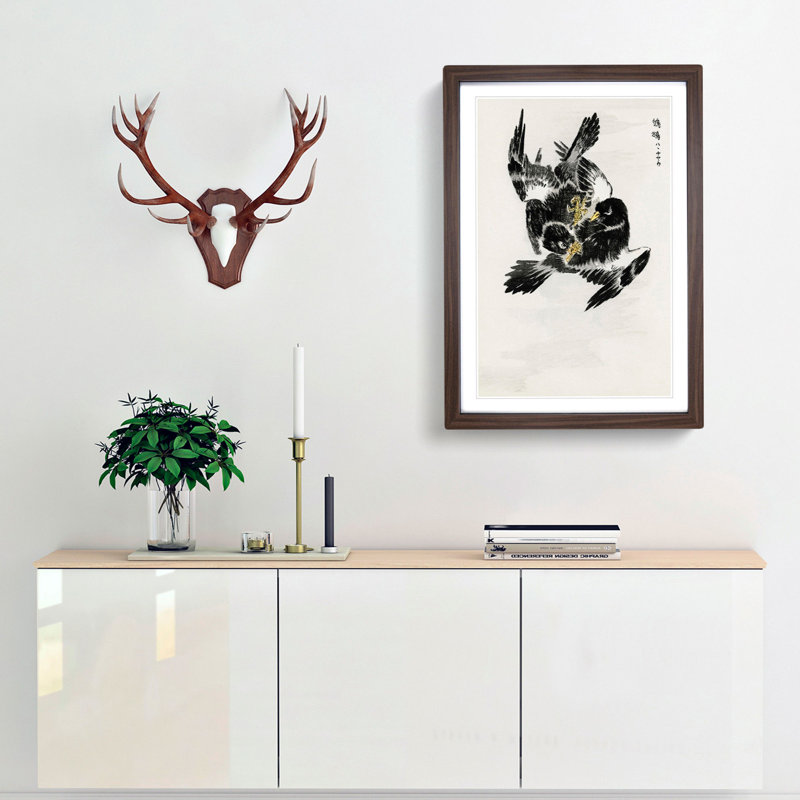 Jungle Nightjar Birds by Numata Kashu - Framed Print, 60cm H x 40cm W x 2cm D, Walnut