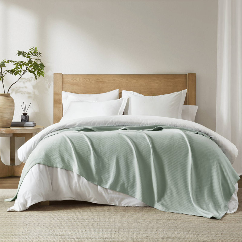 Couverture tissée en coton liquide respirant, Double/Grand, Écume de mer, écume de mer