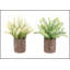 Ensemble de 2 brins d'herbe de mûrier artificielle, 30 cm de hauteur, en pots de ciment brun pour une décoration moderne et contemporaine