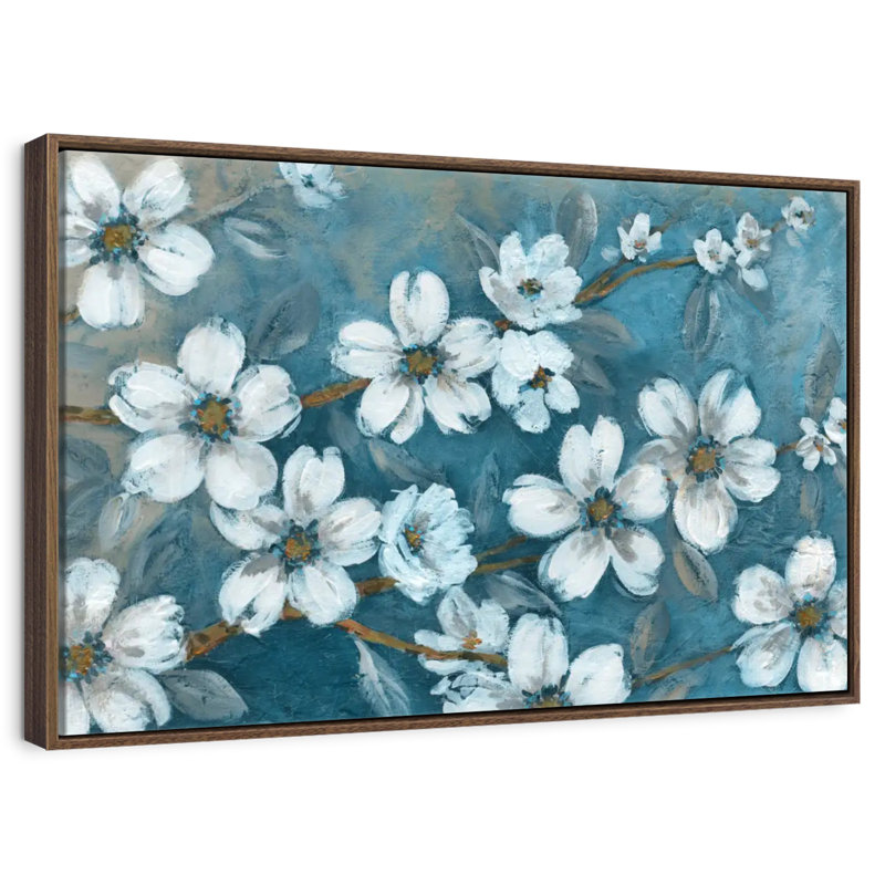 Fleurs du soir, Cadre flottant noyer, 31 po x 21 po