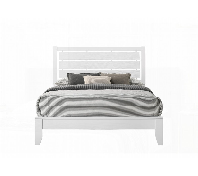 1pièce grand lit à panneau à finition blanche sans sommier, robuste et amp; Mobilier de chambre à coucher en bois durable