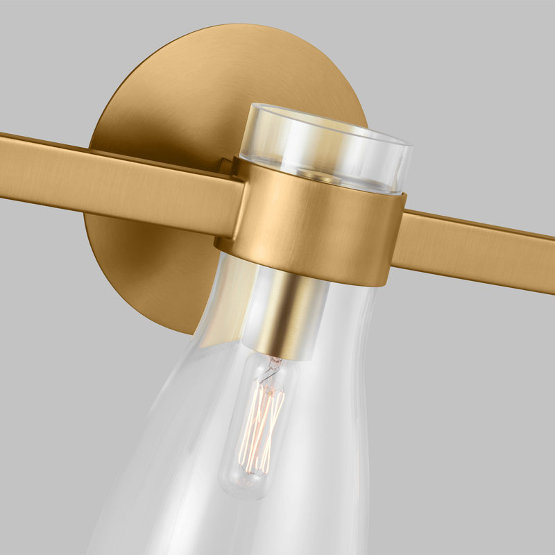 Burnished Brass and Glass Single Light Vanity Sconce