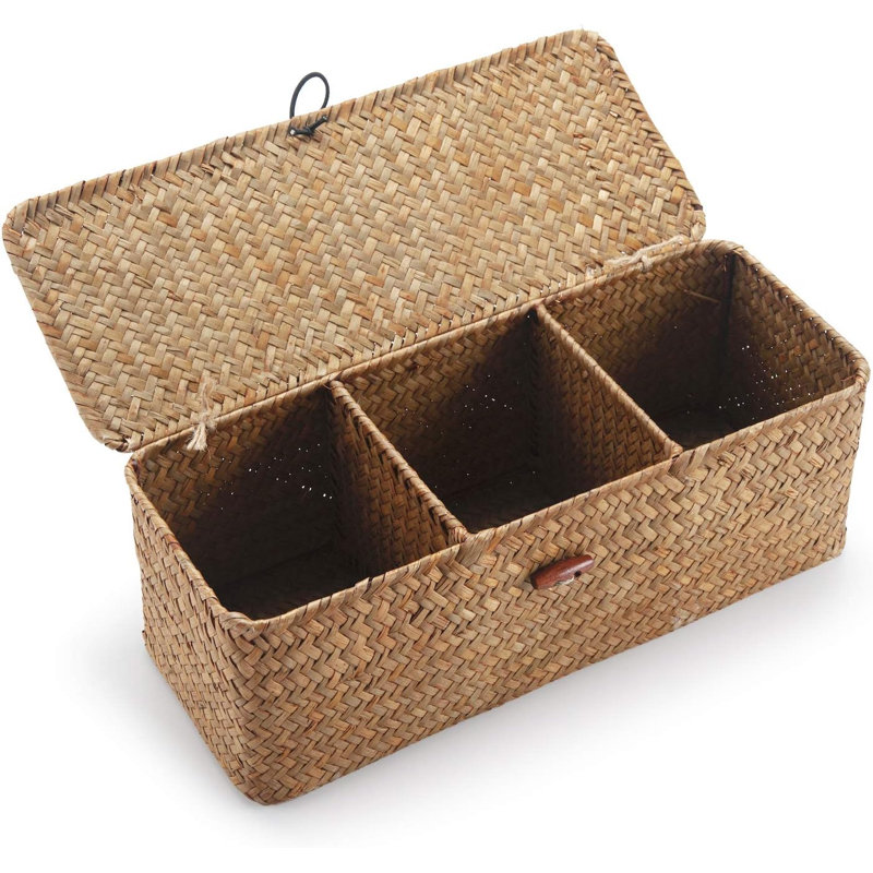 Panier de rangement Seagrass avec couvercle, 40, H 4,33 po x l 12,99 po x P 5,12 po