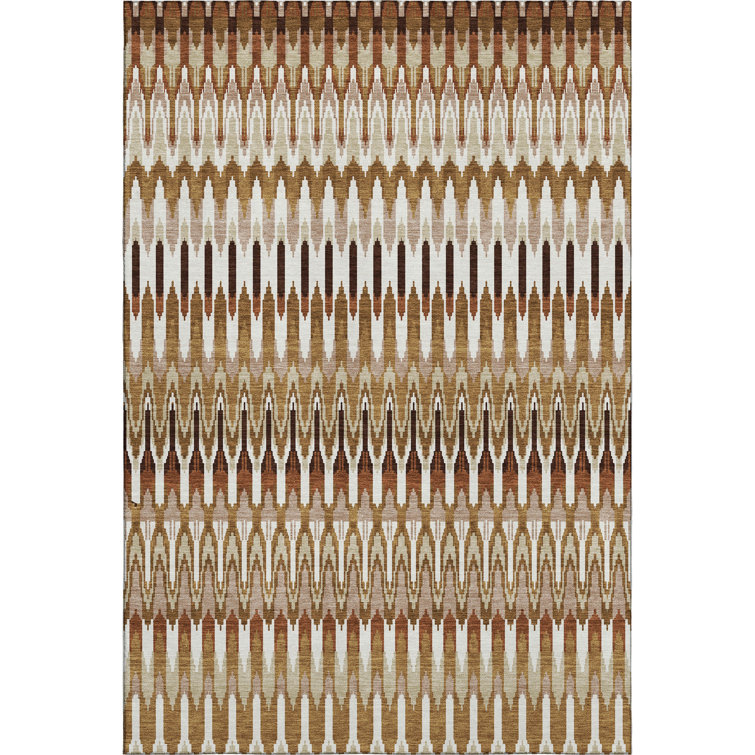 Premium Machine Washable Prisco Terracotta Rug