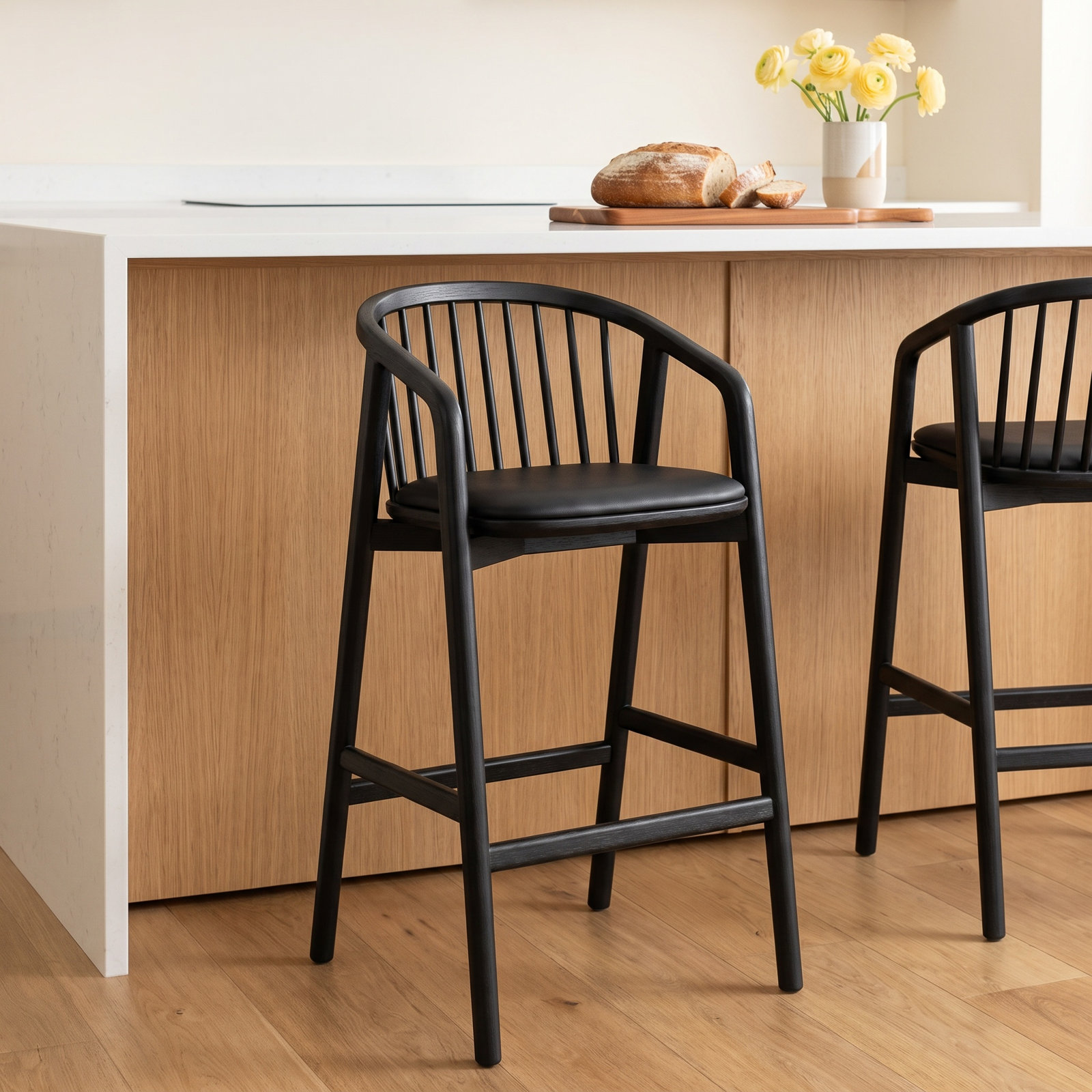 Buffolino Bar Stool, Bar Stool (30" Seat Height), Black