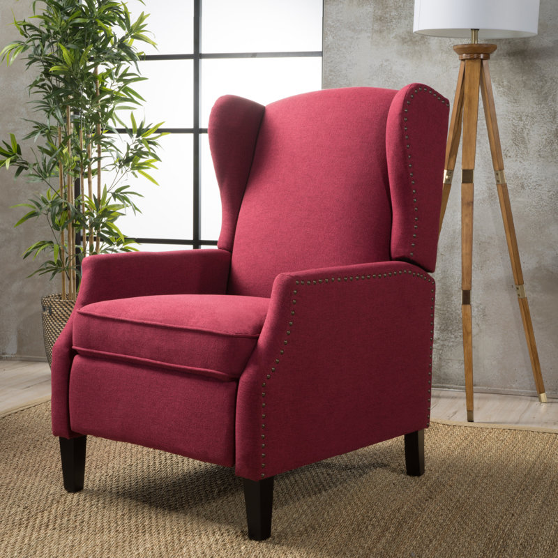 Fauteuil inclinable manuel 26,5 po Boruta, Mélange de polyester rouge foncé