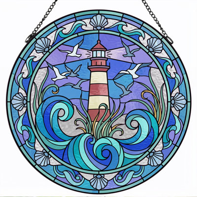 Panneau de vitrail de scène de phare - 7,8 heures