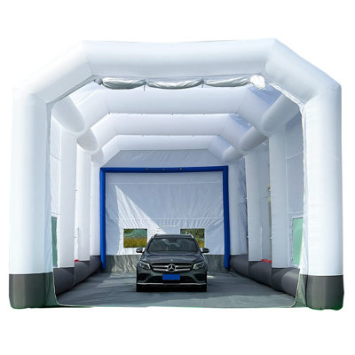 Large Inflatable Paint Booth 42.5x21.5x18.6Ft, Portable Spray Booth with 3 Blowers (750W+750W+1100W), Upgraded Air Filter System for Trucks, Aircraft and Large Item Painting