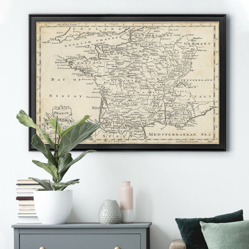 Carte de France - reproduction de cadre photo, Noir, H 30,5 po x l 42,5 po x P 1,5 po