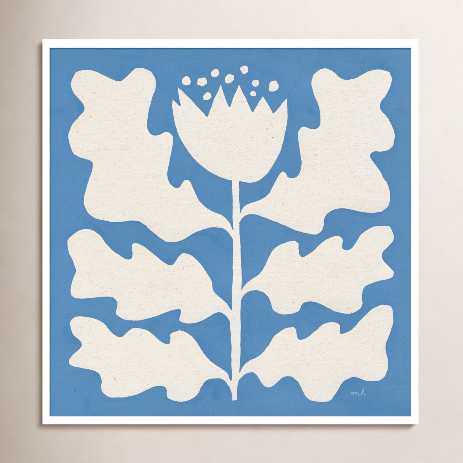 Delighted I Blue by Moira Hershey, White, 33" W x 33" H