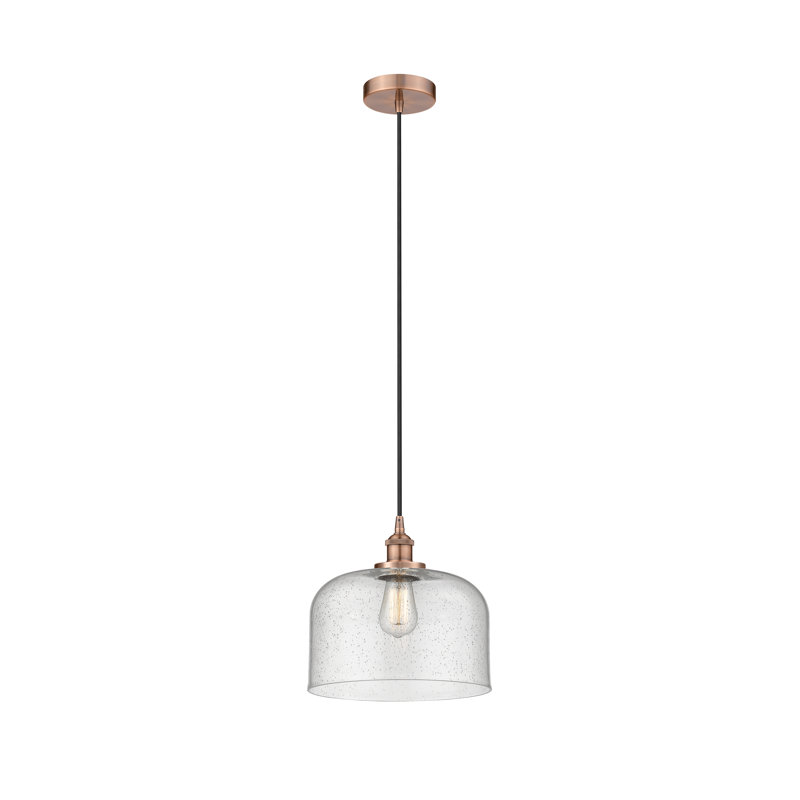 Luminaire suspendu en forme de cloche à 1 lumière Bucks, H 11,75 po x l 12 po x P 12 po, Cuivre