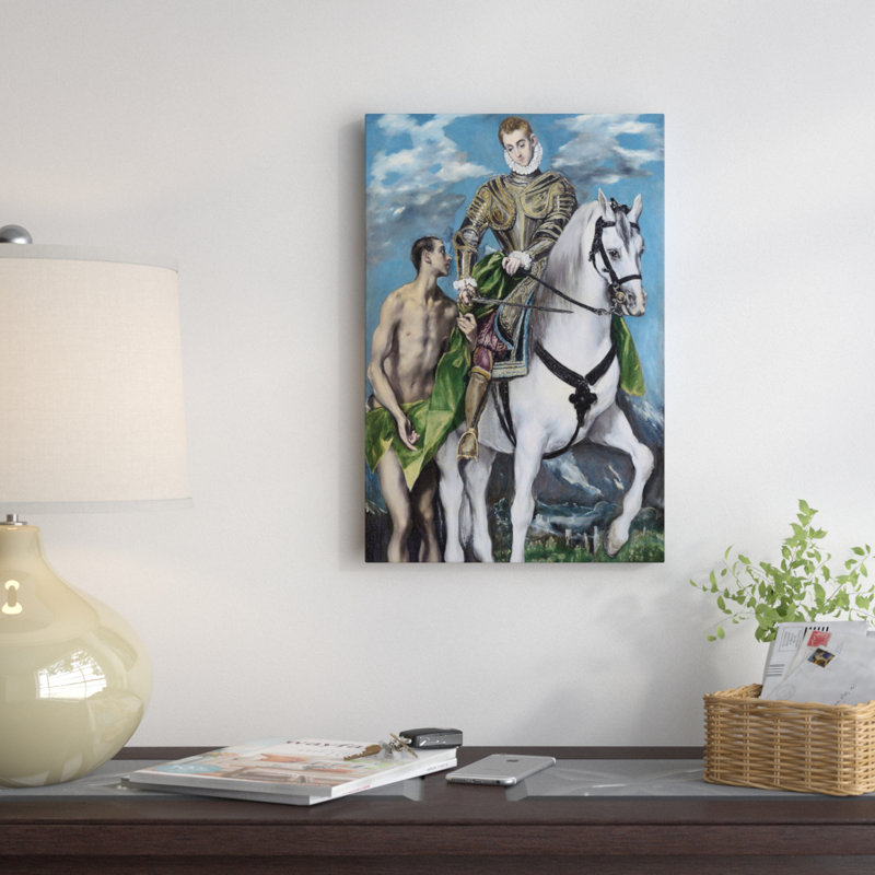« st. martin et le beggar » par el greco, reproduction d’art sur toile tendue, H 32 po x l 24 po x P 1 po, Blanc