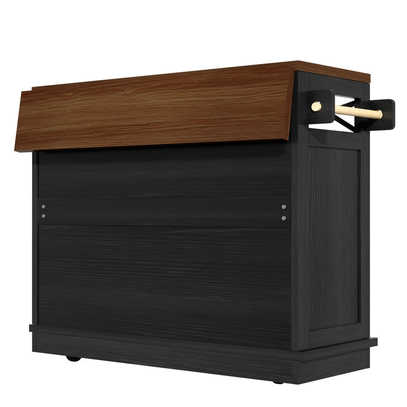 Wood Kitchen Island, Black