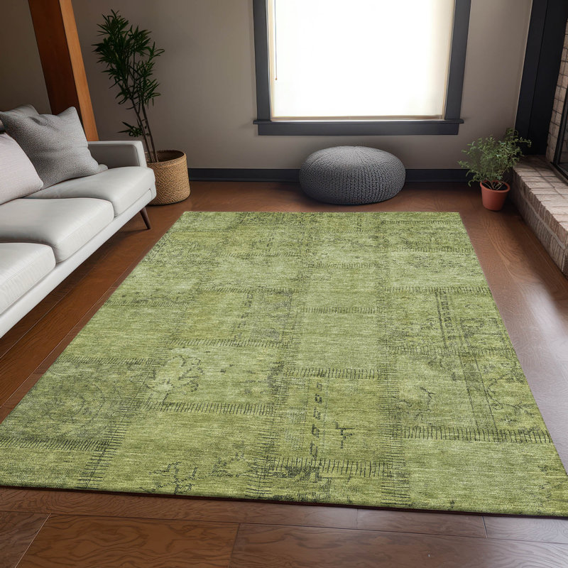 Tapis en fougère de qualité supérieure lavable à la machine Prisco, Rectangulaire 3 pi x 5 pi