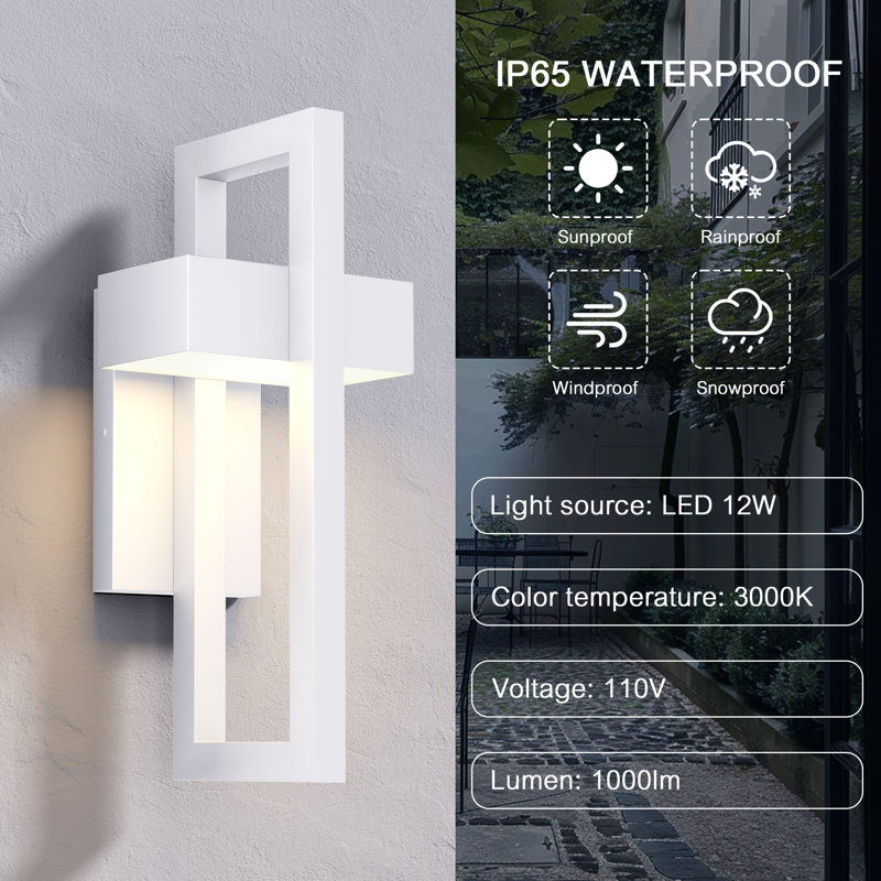 Navona Wrought Iron LED Wall Light, White, 16.5" H x 7.1" W x 6.7" D